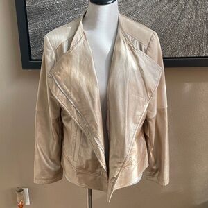 Chico’s Champagne Gold Faux Leather Jacket